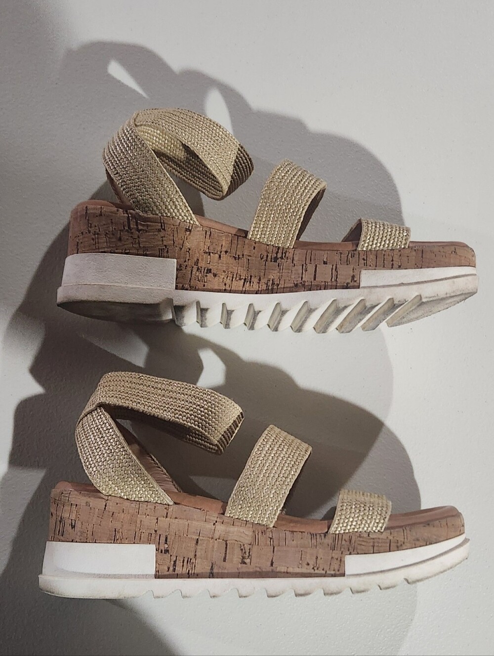 Steve Madden Woven Cork Platform Sandals in Beige - Women's Size 8